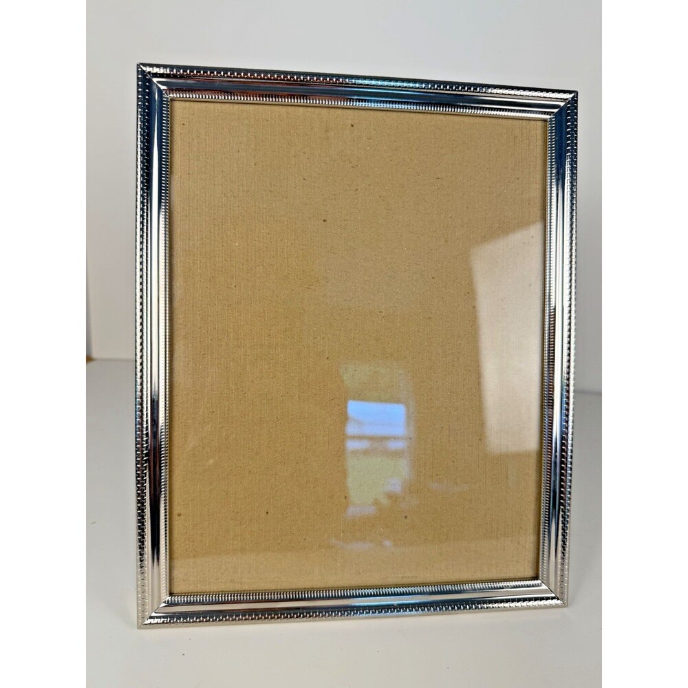 Vintage Amoru Silver Art Deco Geometric 8x10 Photo Frame Real Glass Velvet